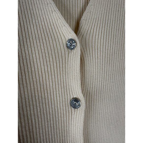 Lovers and Friends Phoenix Mini Dress Ribbed Crystal Button Elegant Ivory Size S - Picture 6 of 9